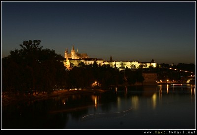 Night View of Prague Downtown